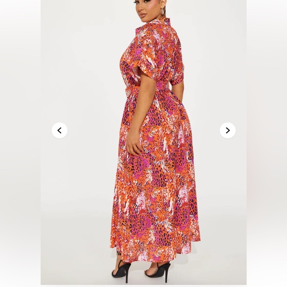 Rachel Collared Long Sleeve Maxi Dress - Brown/combo Size 3X - Picture 6 of 6